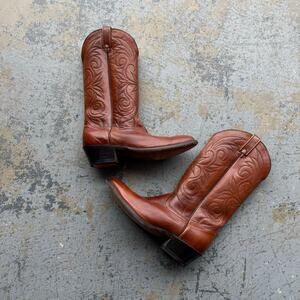 Vintage Acme Brown Leather Western Boots Sz 9 D